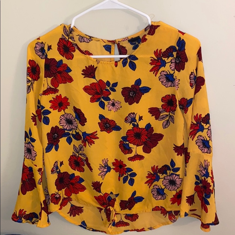 Yellow floral print top